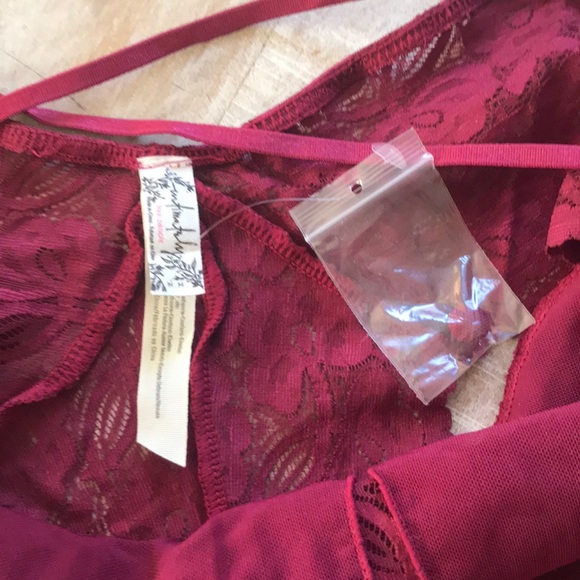 Free People Dance Around Lace Bodysuit {Burg} M - Picture 7 of 7